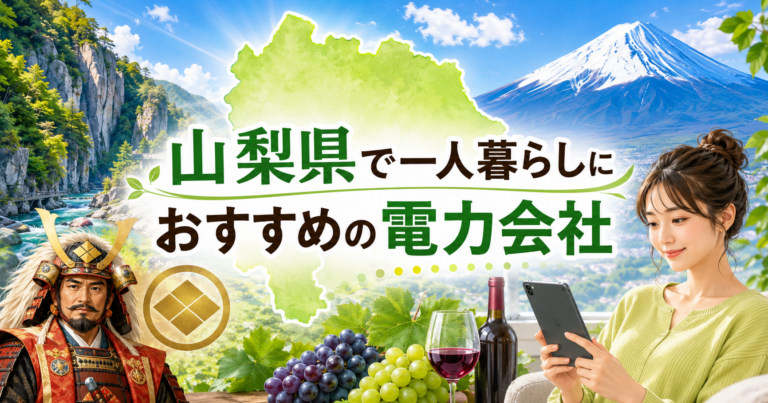 【山梨県】1人暮らしにおすすめの電力会社3選｜甲府盆地の寒暖差でも実費最安×再エネ100%