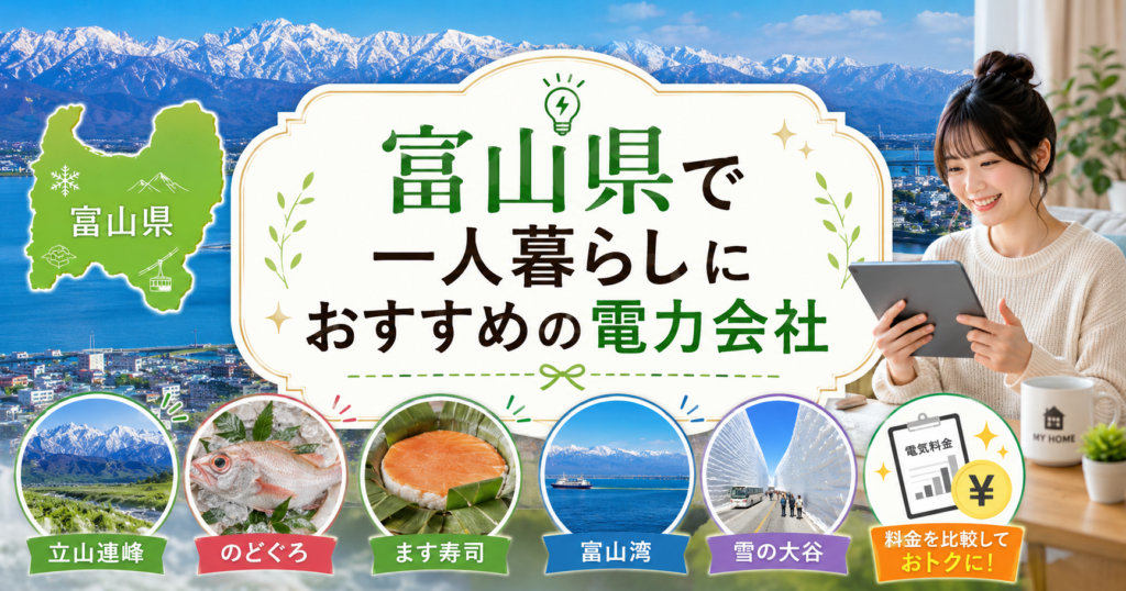 【富山県】1人暮らしにおすすめの電力会社3選｜富山市・高岡の賃貸向け