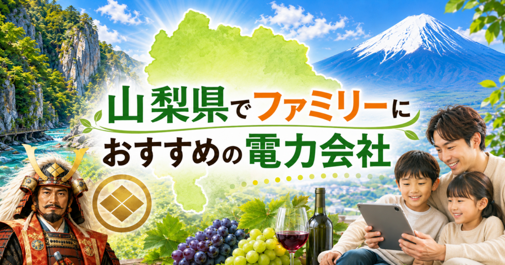 【山梨県】ファミリーにおすすめの電力会社3選｜3〜4人世帯・甲府・富士五湖の戸建て向け