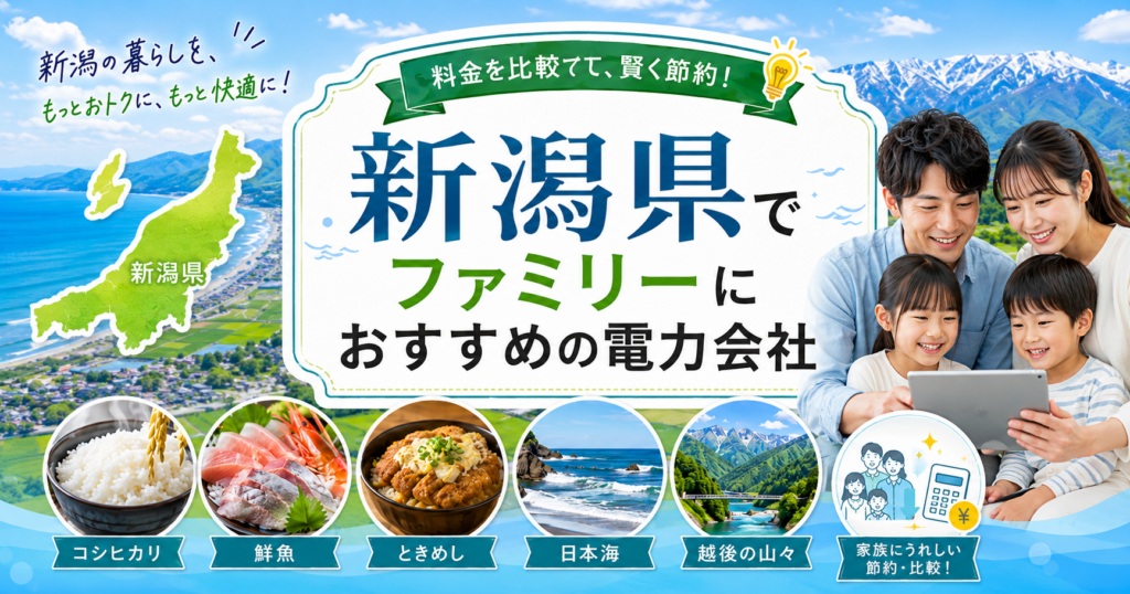 【新潟県】ファミリーにおすすめの電力会社3選｜3〜4人世帯・新潟・長岡の戸建て向け