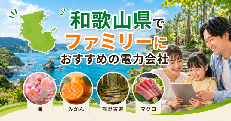 【和歌山県】ファミリーにおすすめの電力会社3選｜3〜4人世帯・和歌山市・紀南の戸建て向け