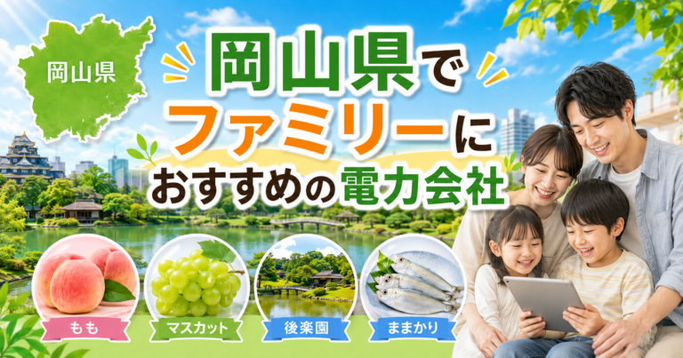 【岡山県】ファミリーにおすすめの電力会社3選｜3〜4人世帯・岡山市・倉敷の戸建て向け