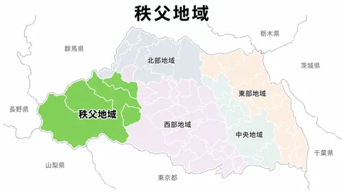 秩父地域（秩父市・皆野町など）の地図