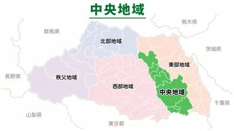 中央地域（さいたま市・川口市・戸田市など）の地図
