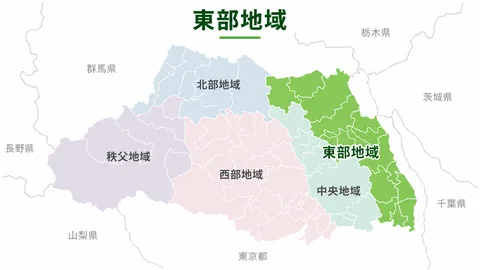 東部地域（越谷市・草加市・春日部市など）の地図