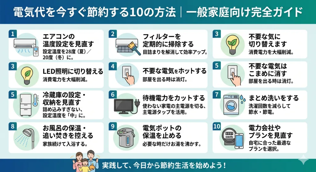 電気代を今すぐ節約する10の方法｜一般家庭向け完全ガイド