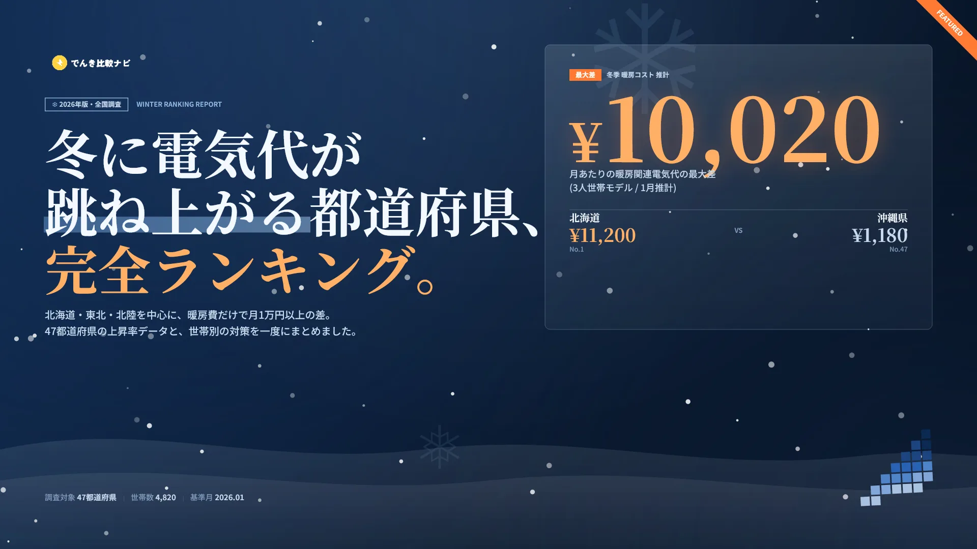 冬に電気代が上がる都道府県